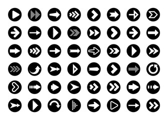 Black Arrows Set on White Background. Arrow, Cursor Icon. Vector Pointers Collection. Back, Next Web Page Sign. 
