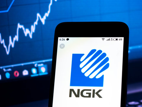 Kiev, Ukraine, July 16, 2019, illustrative editorial. In this photo illustration the NGK Insulators, Ltd. logo is seen displayed on a smartphone