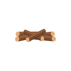 Isolated stack of firewood in neat stack drawn in cartoon style,