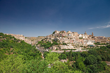 Obraz premium Panoramic view of the ancient city of Ragusa Ibla in Sicily, Italy.