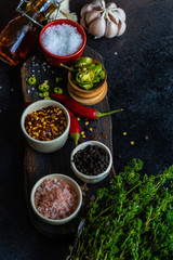 Variety of spices and herbs