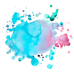 Abstract isolated colorful vector watercolor stain. Grunge element for paper design