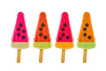 Four assorted fruit popsicles