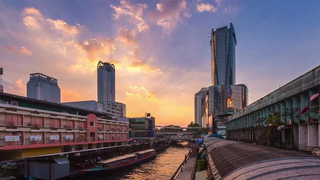 BANGKOK, THAILAND - December 26, 2016: Landmark of Thailand, Saen saep canal and boat carrying passengers in downtown Bangkok, Thailand.