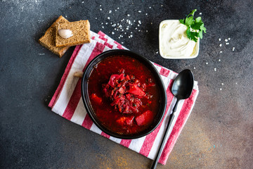 Ukrainian beetroot soup borscht