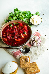 Ukrainian beetroot soup borscht