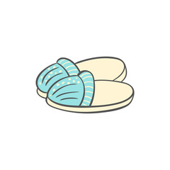 Cute slippers doodle isolated on white background