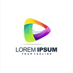 awesome media play logo design