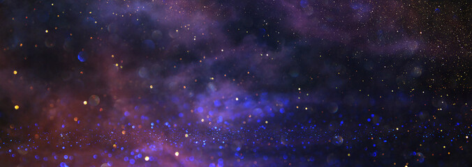 Fototapeta premium background of abstract glitter lights. blue, purple and black. de focused. banner
