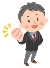 ガッツポーズの学生