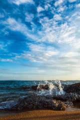 Landscape of the beach at golden hour, Vertical