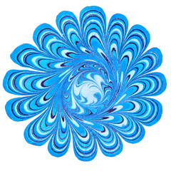 blue flower ebru illustration design