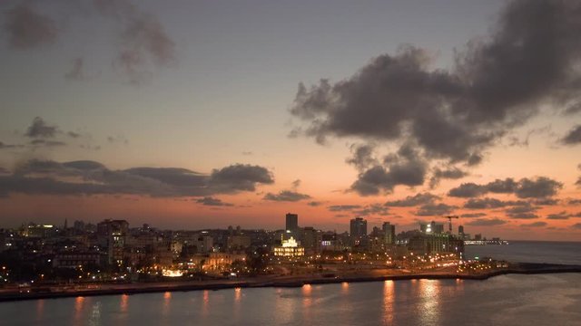 Havana at sunset seen from Morro castle, Cuba