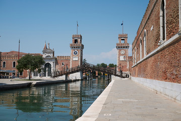 Naklejka premium Venice, Italy - July 02, 2019 : View of Arsenale di venezia (Porta Di Terra)
