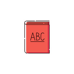 Book with ABC letters the icon for language school vector illustration isolated.
