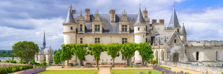 Amboise castle in France, beautiful French heritage, panorama in spring 