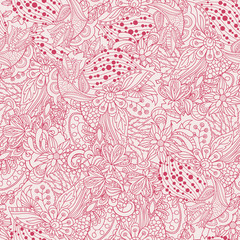Vector floral background with hand made pattern. Doodles.