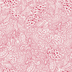 Vector floral background with hand made pattern. Doodles.