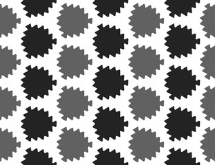 Vector seamless geometric pattern. Shaped grey, black leaves on white background.