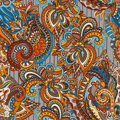 Vector floral background with hand made pattern. Doodles.