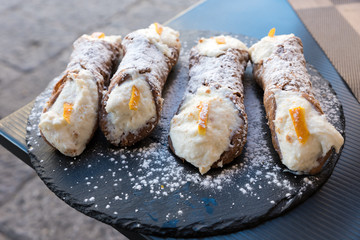 Sicilian cannoli with ricotta and candied