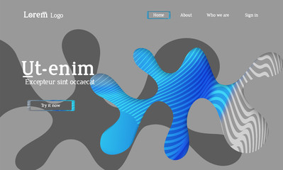 Web template with simple wavy shapes and cut out paper with shadow