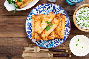 Deep Fried Turkish Cigar Shaped Rolls - Spring roll Sigara Borek.