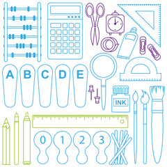 Vector set of stationery. Pattern on education or business. 