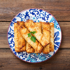 Deep Fried Turkish Cigar Shaped Rolls - Spring roll Sigara Borek.