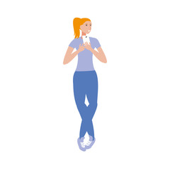 cute young woman with smartphone