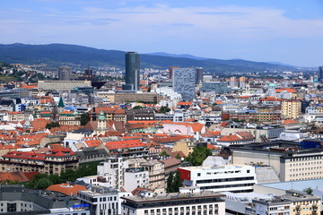 Naklejka premium Top view on the beautiful old buildings in the old town of Bratislava city. Slovakia.