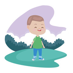 Happy kid having fun cartoons