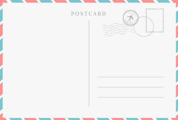 Blank template of a backside of travel postcard.