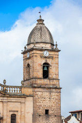 Fototapeta na wymiar Cathedral Basilica of St. James the Apostle the oldest Roman Catholic cathedral of Colombia built on 1598 located in Tunja city