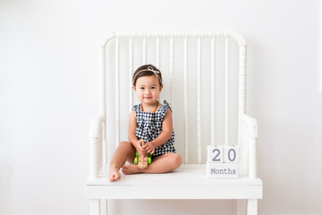 Toddler Girl in Black and White Gingham Romper