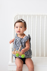 Toddler Girl in Black and White Gingham Romper