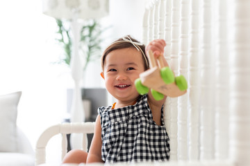Toddler Girl in Black and White Gingham Romper