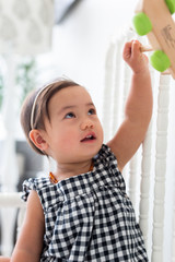Toddler Girl in Black and White Gingham Romper