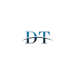 Obraz premium Initial letter DT, overlapping movement swoosh horizon logo company design inspiration in blue and gray color vector