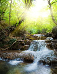 Obraz premium Waterfall in the early morning.