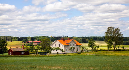 Fototapeta na wymiar Rural landscape with houses