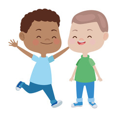 Cute happy kids having fun cartoons