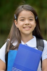 Smiling Prep Female Student Wearing School Uniform