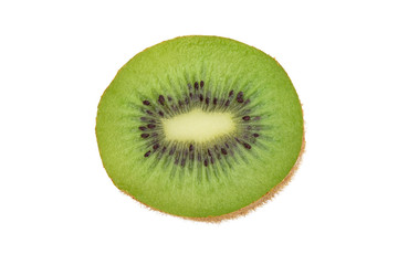 Fototapeta na wymiar Half ripe kiwi fruit isolated on white background with clipping path