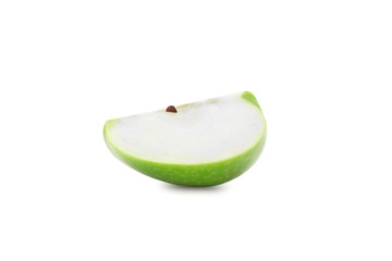 Slice green apple isolated on white background with clipping path