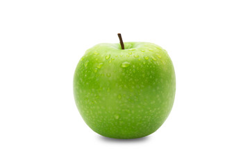 Ripe whole green apples isolated on white background with clipping path