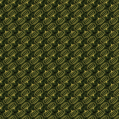 Golden pattern with pumpkin, on a green background