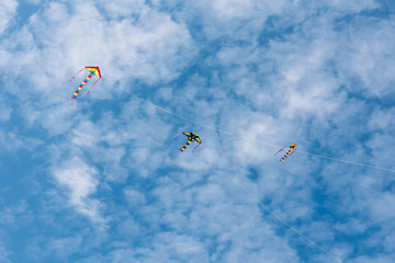 Obraz na płótnie Canvas Kites with blue sky and white clouds