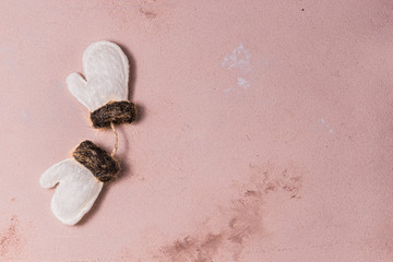 Christmas vintage ornament on a dust pink backdrop
