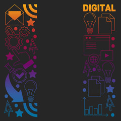 Fototapeta na wymiar Digital marketing pattern with vector icons. Management, start up, business, internet technology.